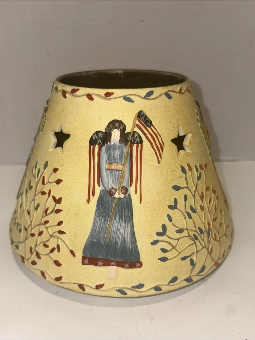 Yankee Candle Patriotic Angel Ceramic Luminary - Yellow, Blue, Red